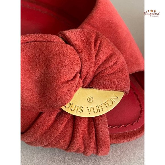 Authentic Louis Vuitton Red Suede Leather Peep Toe Pumps Shoes Sandals Size 39/9 - Picture 4 of 15